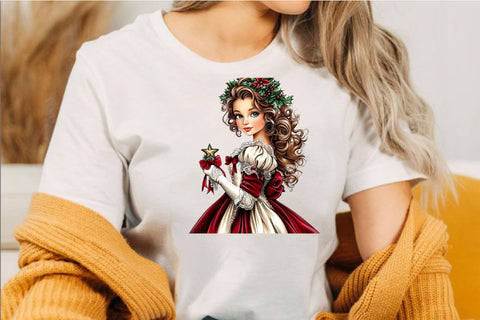 Vintage Christmas Woman PNG Clipart Sublimation SVGArt 
