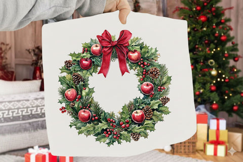 Vintage Christmas Wreath Clipart Bundle Sublimation SVGArt 