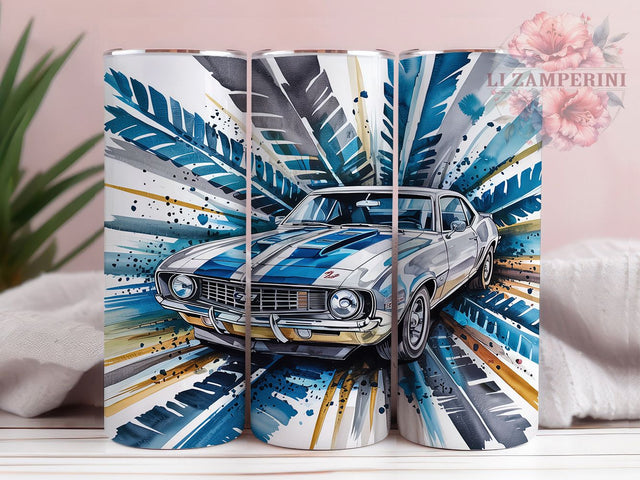 Vintage Classic Car Tumbler, Blue Gray Car Wrap, 20oz Car Design, Vintage Car Tumbler, Retro Car Sublimation, Classic Vehicle Wrap, Auto Enthusiast Tumbler Sublimation Li Zamperini 