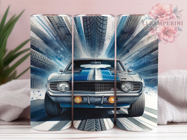 Vintage Classic Car Tumbler, Blue Gray Car Wrap, 20oz Car Design, Vintage Car Tumbler, Retro Car Sublimation, Classic Vehicle Wrap, Auto Enthusiast Tumbler Sublimation Li Zamperini 