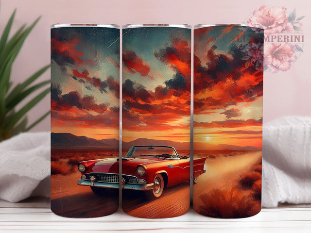 Vintage Classic Muscle Car Tumbler, Classic Car Wrap PNG, Red Car Tumbler Design, 20oz Skinny Tumbler, Retro Auto Sublimation, Antique Car Tumbler Art, Muscle Car Tumbler Wrap Sublimation Li Zamperini 