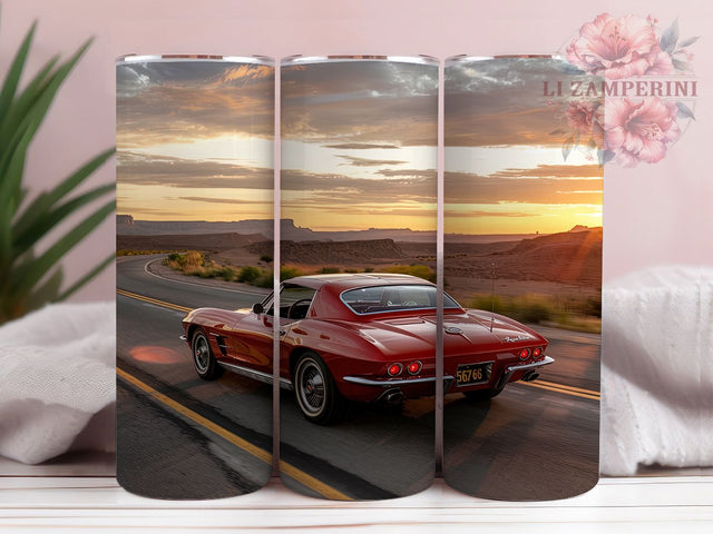 Vintage Classic Muscle Car Tumbler, Classic Car Wrap PNG, Red Car Tumbler Design, 20oz Skinny Tumbler, Retro Auto Sublimation, Antique Car Tumbler Art, Muscle Car Tumbler Wrap Sublimation Li Zamperini 
