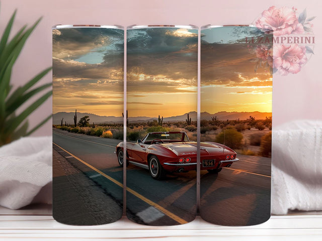 Vintage Classic Muscle Car Tumbler, Classic Car Wrap PNG, Red Car Tumbler Design, 20oz Skinny Tumbler, Retro Auto Sublimation, Antique Car Tumbler Art, Muscle Car Tumbler Wrap Sublimation Li Zamperini 