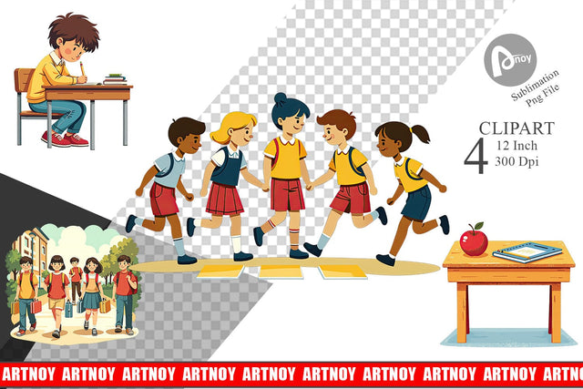 Vintage Classroom Clipart Sublimation artnoy 