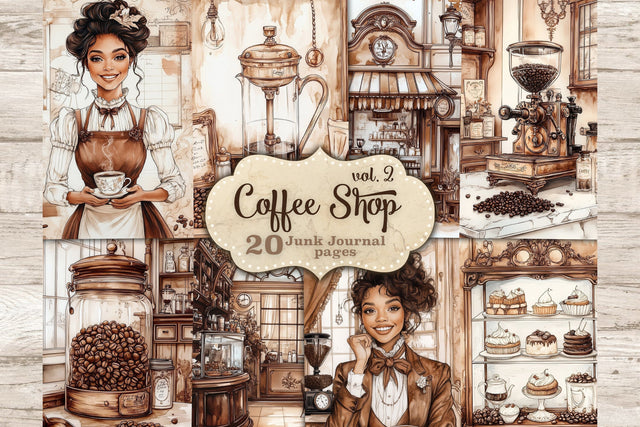 Vintage Coffee Shop Junk Journal Paper SVG GlamArtZhanna 