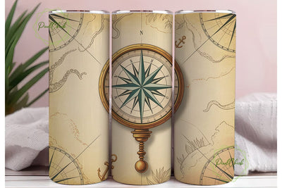 Vintage Compass Map 20oz Tumbler Wrap Sublimation PixelChick 