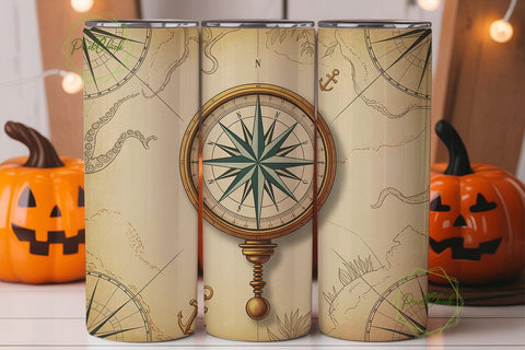 Vintage Compass Map 20oz Tumbler Wrap Sublimation PixelChick 