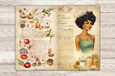 Vintage Cookbook Collage Sheet | Retro Junk Journal Paper SVG GlamArtZhanna 
