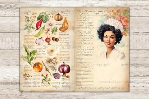 Vintage Cookbook Collage Sheet | Retro Junk Journal Paper SVG GlamArtZhanna 