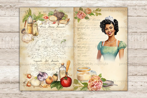 Vintage Cookbook Collage Sheet | Retro Junk Journal Paper SVG GlamArtZhanna 