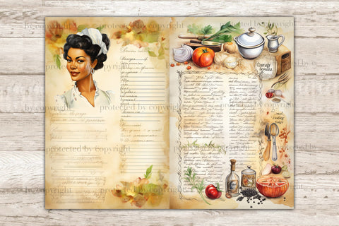 Vintage Cookbook Collage Sheet | Retro Junk Journal Paper SVG GlamArtZhanna 