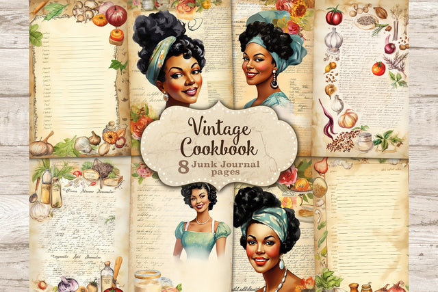Vintage Cookbook Collage Sheet | Retro Junk Journal Paper SVG GlamArtZhanna 