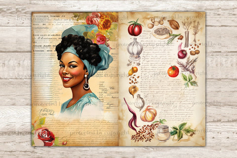 Vintage Cookbook Collage Sheet | Retro Junk Journal Paper SVG GlamArtZhanna 