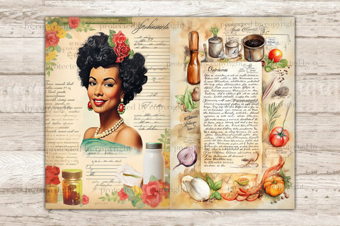 Vintage Cookbook Collage Sheet | Retro Junk Journal Paper SVG GlamArtZhanna 
