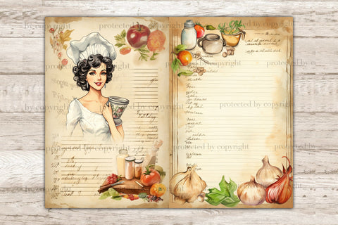 Vintage Cookbook Junk Journal Page | Food Junk Journal Paper SVG GlamArtZhanna 