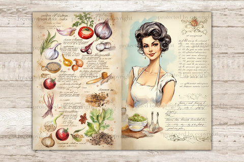 Vintage Cookbook Junk Journal Page | Food Junk Journal Paper SVG GlamArtZhanna 