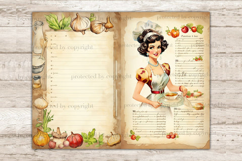 Vintage Cookbook Junk Journal Page | Food Junk Journal Paper SVG GlamArtZhanna 
