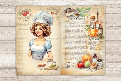 Vintage Cookbook Junk Journal Page | Food Junk Journal Paper SVG GlamArtZhanna 
