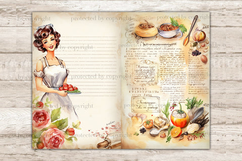 Vintage Cookbook Junk Journal Page | Food Junk Journal Paper SVG GlamArtZhanna 