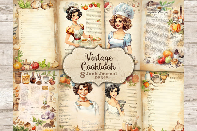 Vintage Cookbook Junk Journal Page | Food Junk Journal Paper SVG GlamArtZhanna 