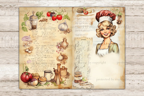 Vintage Cookbook Junk Journal Page | Food Junk Journal Paper SVG GlamArtZhanna 