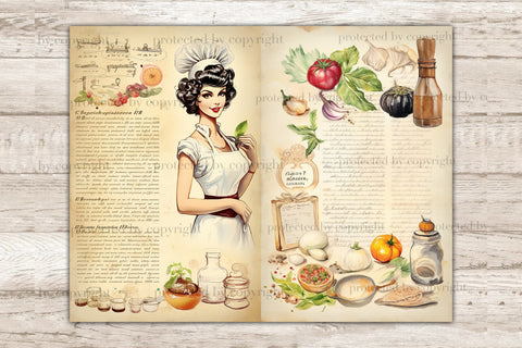 Vintage Cookbook Junk Journal Page | Food Junk Journal Paper SVG GlamArtZhanna 