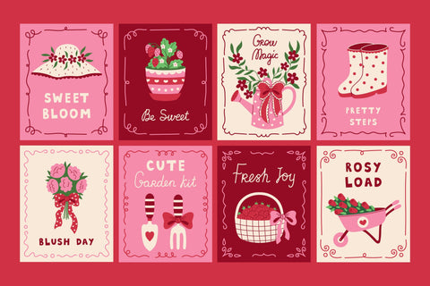 Vintage Coquette Garden Posters Digital Pattern Rin Green 