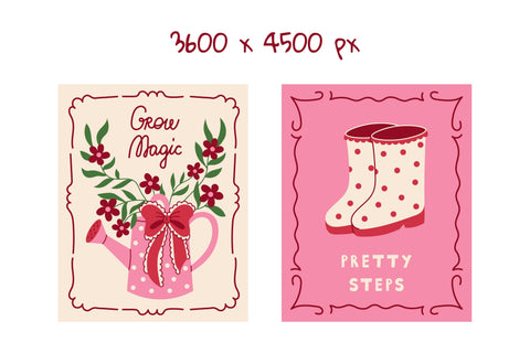 Vintage Coquette Garden Posters Digital Pattern Rin Green 