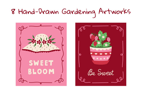 Vintage Coquette Garden Posters Digital Pattern Rin Green 