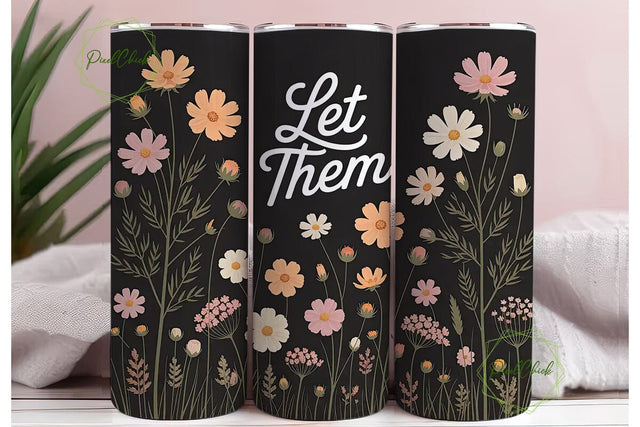 Vintage Cosmos Floral 20oz Tumbler Wrap Sublimation PixelChick 