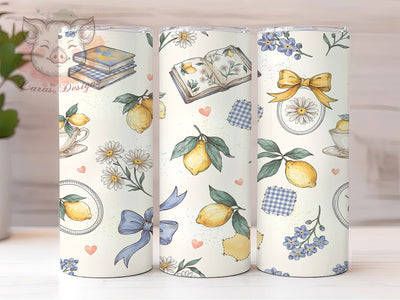 Vintage Cottagecore Lemon 20oz Tumbler, Cottagecore Lemon, Vintage Charm, Rustic Theme, Sublimation Wrap, 20oz Tumbler, Pastel Aesthetic, Farmhouse Style Sublimation Lara' s Designs 