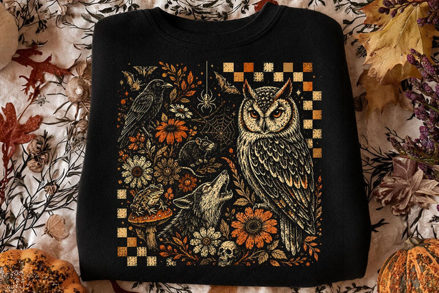Vintage Cottagecore Owl & Wolf PNG SVG DesignDestine 
