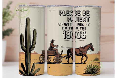 Vintage Cowboy Carriage 20oz Tumbler Sublimation PixelChick 
