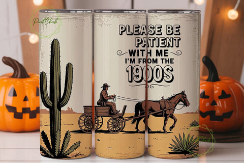 Vintage Cowboy Carriage 20oz Tumbler Sublimation PixelChick 