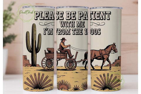 Vintage Cowboy Carriage 20oz Tumbler Sublimation PixelChick 