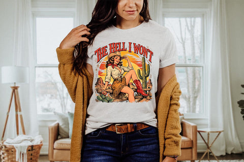 Vintage Cowgirl PNG Western Shirt Design Sublimation Pickled Thistle Creative 