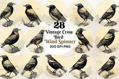 Vintage Crow Bird Wind Spinner Bundle Sublimation Regulrcrative 