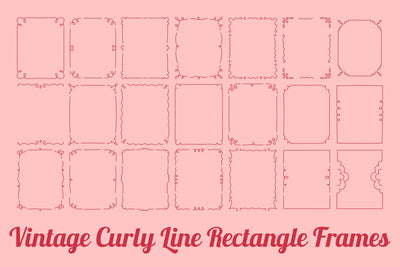 Vintage Curly Line Rectangle Frames PNG Clipart Card Templates Digital Pattern Rin Green 