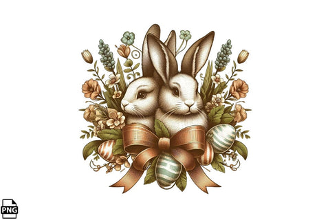 Vintage Cute Easter Bunny Coquette Clipart PNG Printable File Sublimation Creativedesigntee 