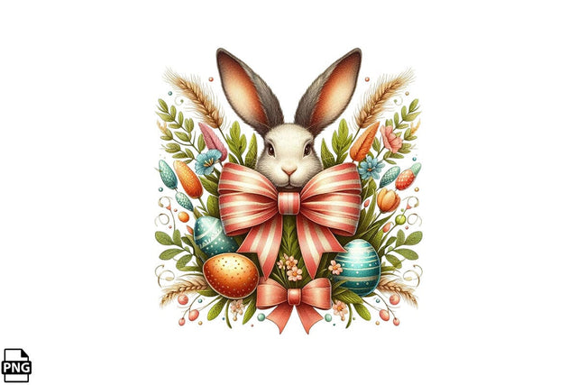Vintage Cute Easter Bunny Coquette Clipart PNG Printable File Sublimation Creativedesigntee 