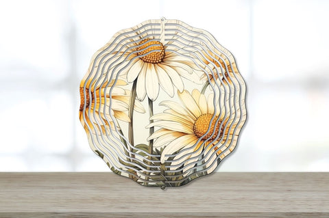 Vintage Daisy Flowers Wind Spinner Sublimation Design Bundle Sublimation Regulrcrative 