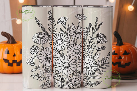 Vintage Daisy Garden 20oz Tumbler Wrap Sublimation PixelChick 