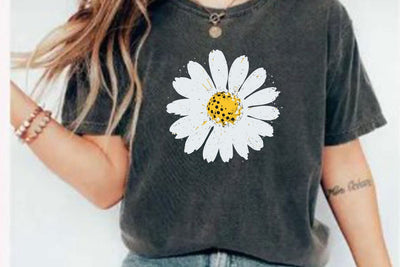 Vintage Daisy Graphic T-Shirt, Distressed Floral Wildflower Tee, Cottagecore Women's Top, Boho Botanical Shirt, Retro Garden Aesthetic Gift SVG FiveStarCrafting 