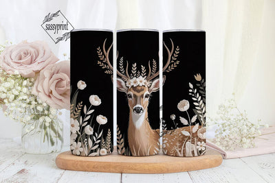 Vintage Deer & Floral 20oz Tumbler Wrap Sublimation sassyprint 
