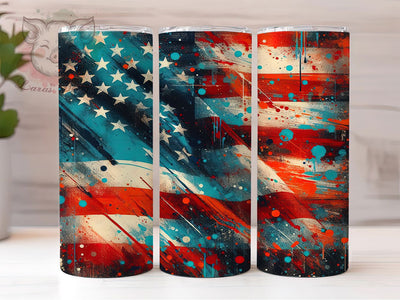 Vintage Distressed American Flag Tumbler Wrap, Distressed USA Tumbler, Retro American Flag Wrap, Patriotic Tumbler Design, 4th Of July Tumbler, 20oz Skinny Tumbler Sublimation Lara' s Designs 
