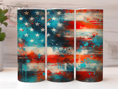 Vintage Distressed American Flag Tumbler Wrap, Distressed USA Tumbler, Retro American Flag Wrap, Patriotic Tumbler Design, 4th Of July Tumbler, 20oz Skinny Tumbler Sublimation Lara' s Designs 