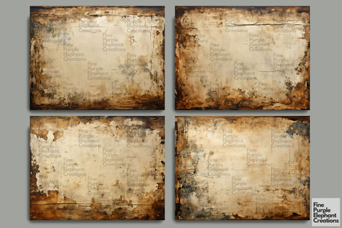 Vintage Distressed Paper | Junk Journal Pages Digital Pattern Fine Purple Elephant Creations 