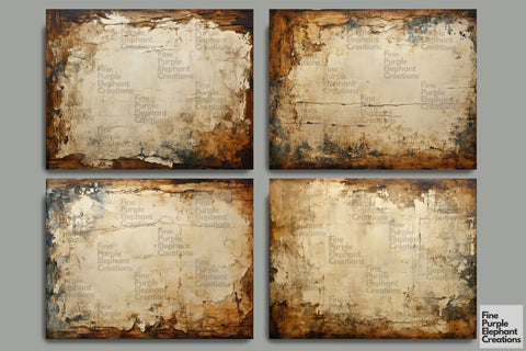 Vintage Distressed Paper | Junk Journal Pages Digital Pattern Fine Purple Elephant Creations 