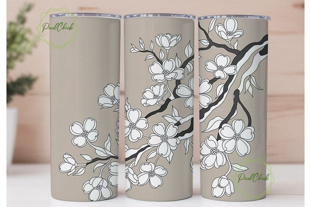 Vintage Dogwood Blossom 20oz Tumbler Sublimation PixelChick 