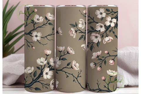Vintage Dogwood Blossom 20oz Tumbler Sublimation PixelChick 